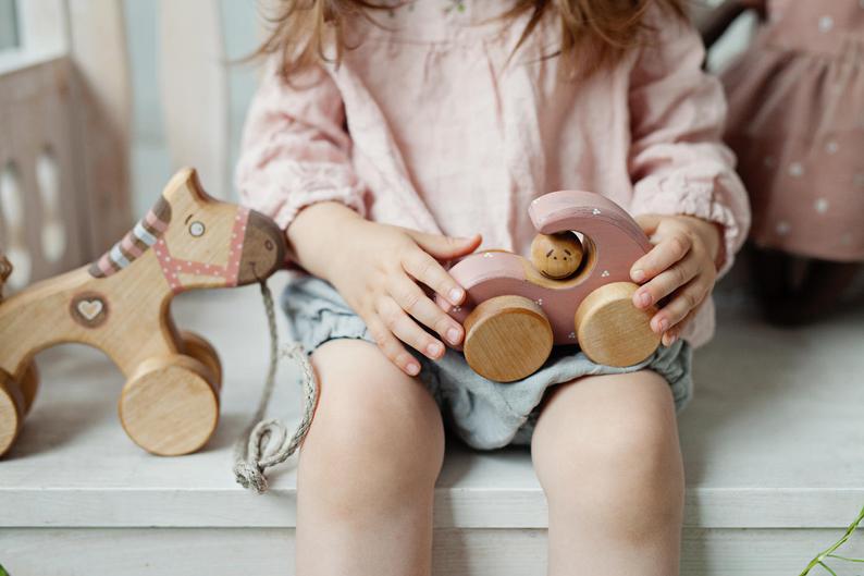 Wooden Pink Car Toy